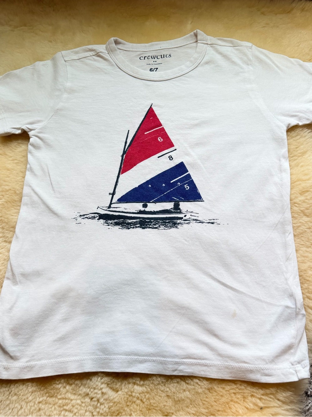 3 Crewcuts Boys' White Sailboat, Grey Stripes, Blue Stripes Size 6-7 - Picture 3 of 9
